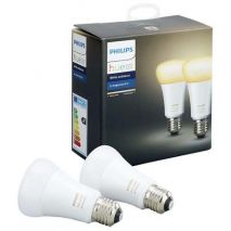 Philips Set 2 becuri inteligente Hue Ambianta alba, E27, 9.5W, 806 lm