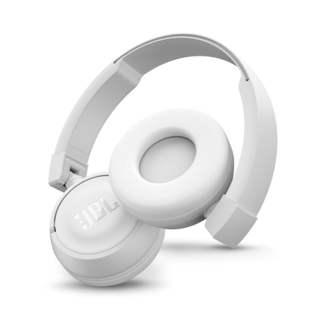 Casti audio on-ear cu microfon JBL T450, White