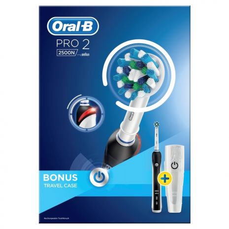 Oral-B PRO 2, 2500N Cross Action, Reincarcabila, curatare 3D, 2 programe, 1 capat + Travel Case